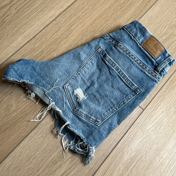 American Eagle Outfitters Blue Distressed Jean Shorts - Picture 3 of 10